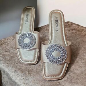 Berness Gold Crystal Embellished Women's Sandals.